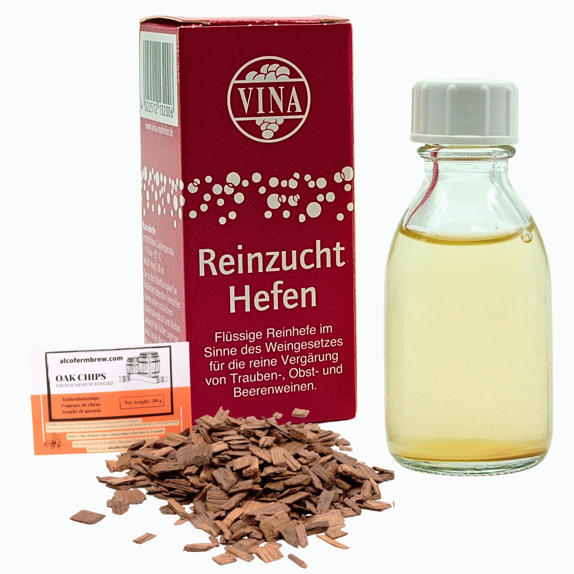 Sherry Weinhefe 28ml für 100L - Vina Wein Hefe, Hefe für Wein, Wein Flüssighefe, Gärhefe, Eichenholz Chips