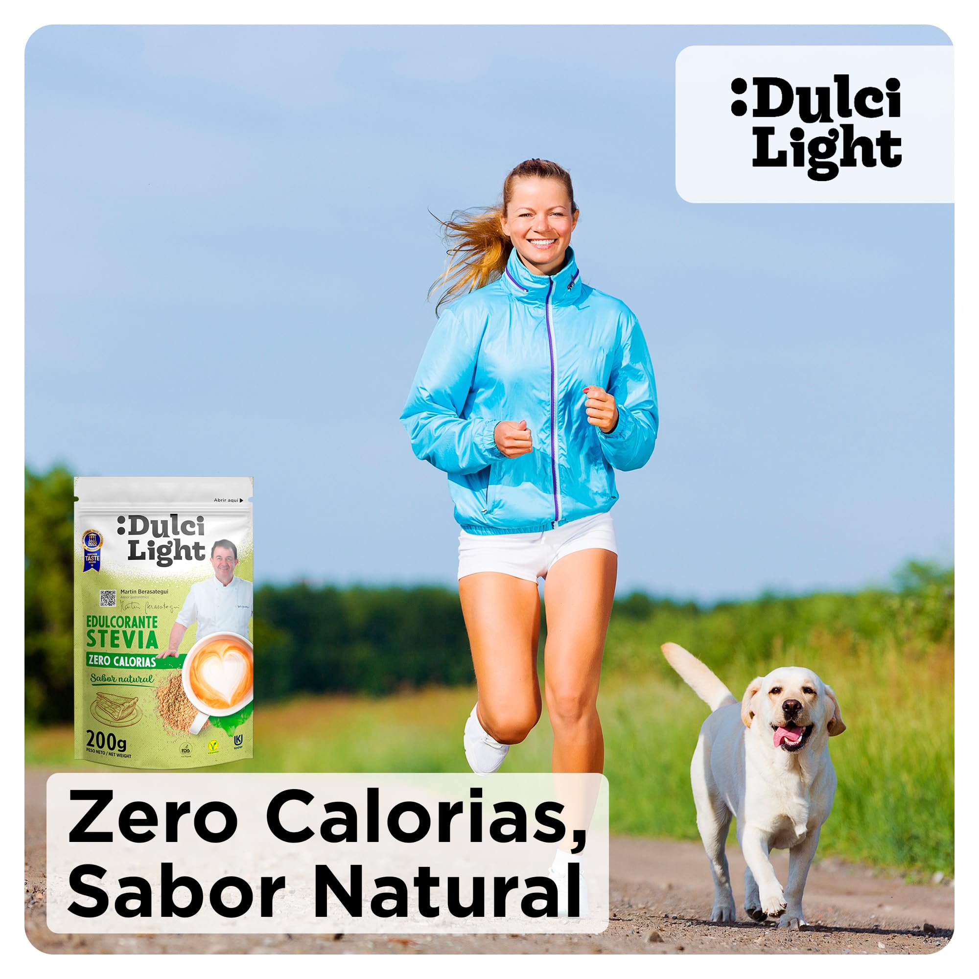 Dulcilight Estevia Granulada Doypack 200g Stevia 100% Sabor Natural Zero Calorías Edulcorante Sustituto del Azúcar No GMO Keto Vegano