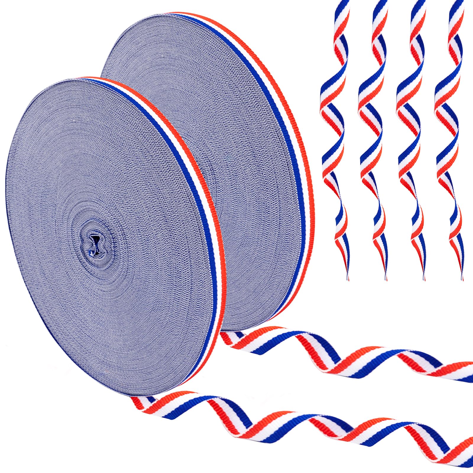 Ruban Coton Tricolore Français 50m X 10mm - Bleu Blanc Rouge - Fête Nationale Décoration Cadeau