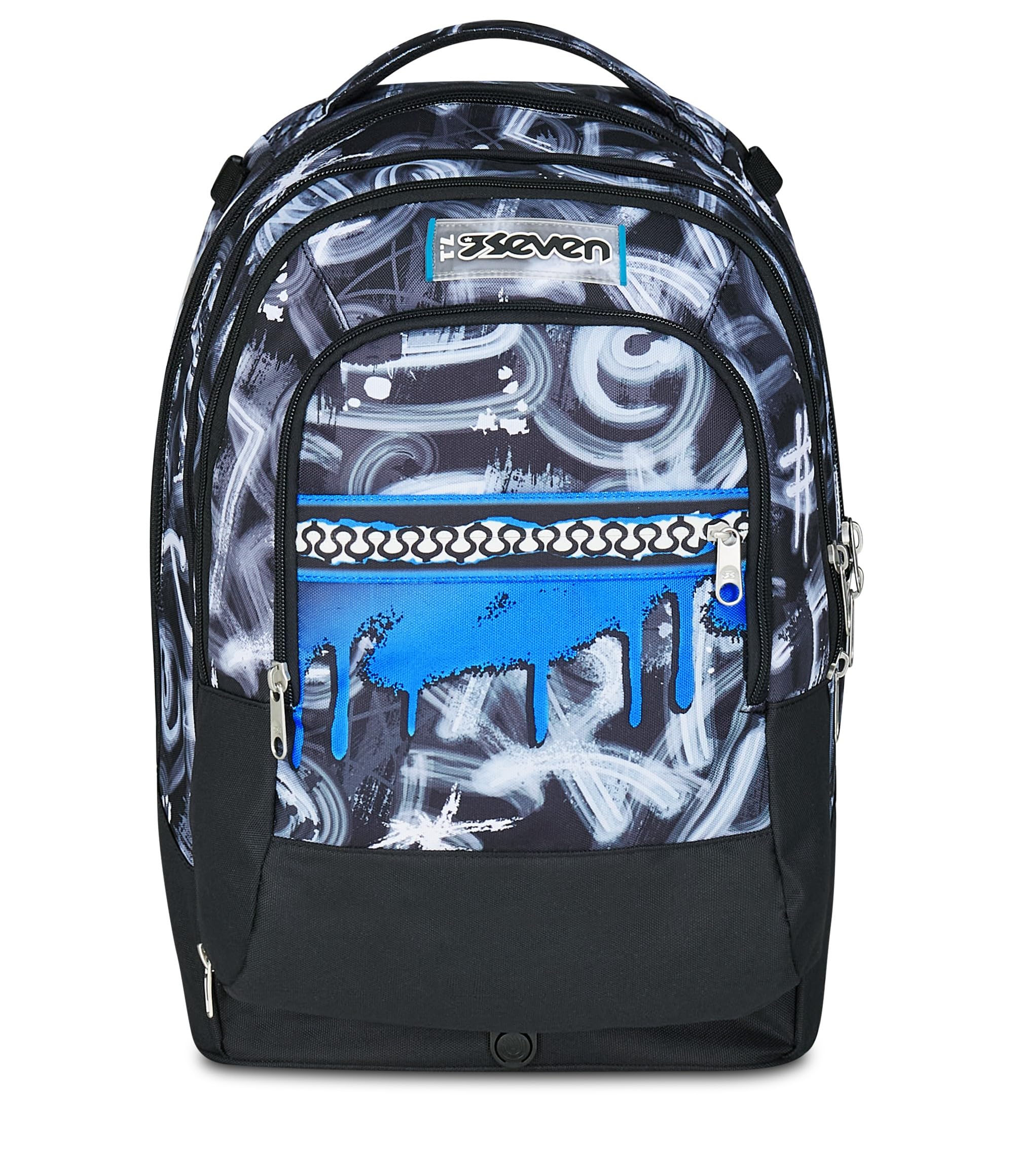 Seven Trolley Scuola Jack 3 Ruote Detach, Grigio Azzurro, Zaino Con Carrello Sganciabile Da 37 L, Tasca Borraccia, Zainetto Staccabile, Multiuso e Spazioso, Scuola Elementare e Media, Zaino Bambino