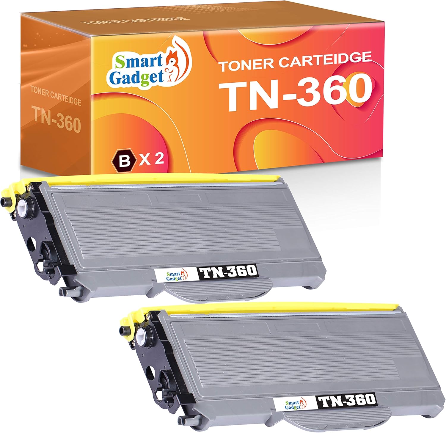 2 Pack Smart Gadget Compatible Toner Cartridge Replacement Brother TN360 TN 360 | Use with Brother HL-2170W HL-2140 HL-2150N MFC-7440N MFC-7840W MFC-7320 MFC-7340 MFC-7345N Printers