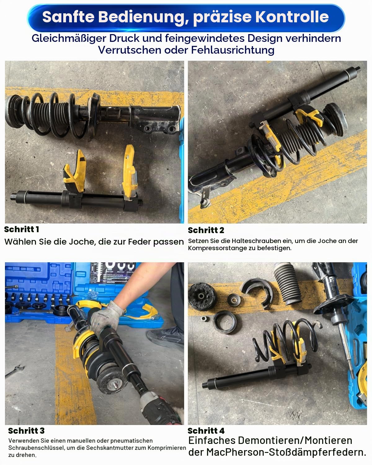 ATPEAM Universal Federspanner KFZ, 300mm McPherson Federspanner Set für McPherson Federbeinsysteme, mit Kunststoffschutz, 1050 kg Belastbarkeit
