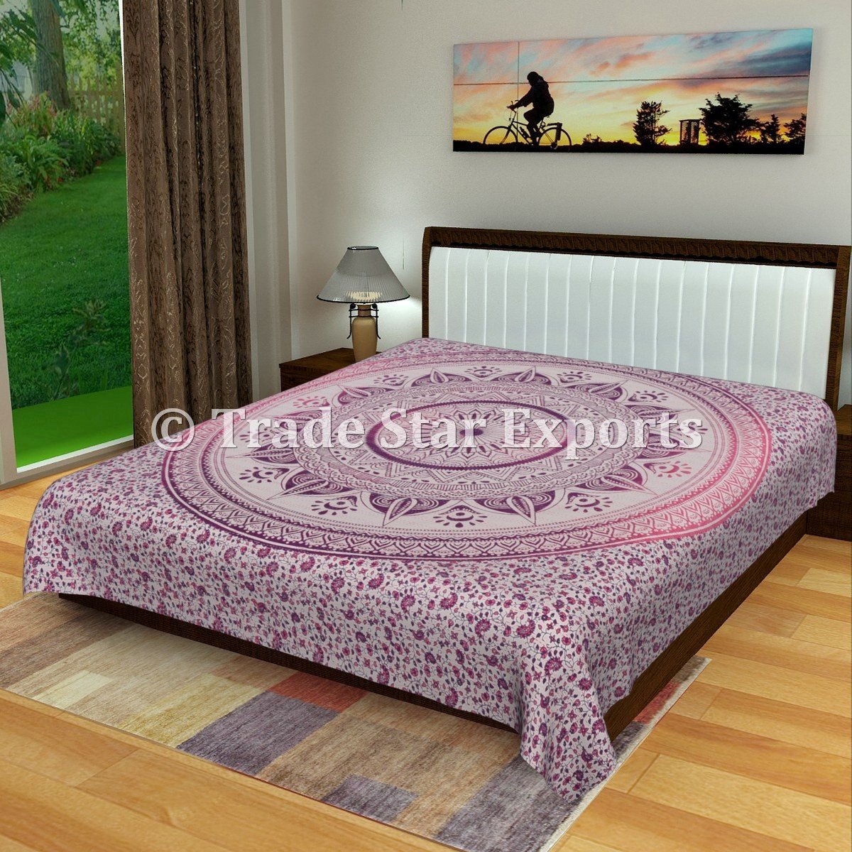 Couvre-lit Kantha indien anti-froid pour lit King Size 108x108