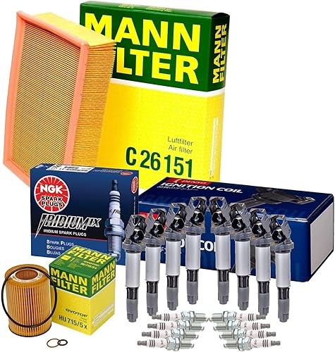Replacement Filters 8 Coils 8 Iridium IX Spark Plugs Service Kit fits E53 N62 (also fits pn 4215409)