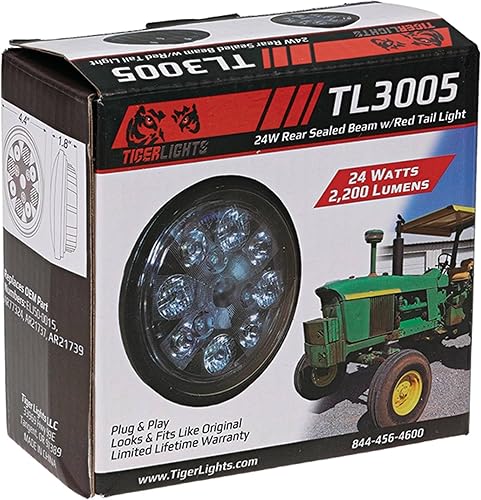 Miniatura 6 de TIGERLIGHTS TL3005 Luz de trabajo redonda sellada LED 12V compatible conreemplazo para John Deere 1020, 1040, 1120, 1130, 1140, 1520, 1530, 1630,