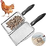 KOROI Chicken Poop Scooper - 2 Pack Chicken Coop Poop Scoop Shovel with 3.8mm & 5mm Mesh,Metal Chicken Coop Cleaning Tool,Sifting Rake for Chicken Litter, Sand, Chicken Coop Supplies