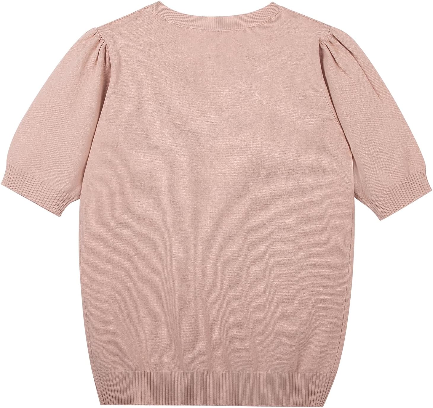 Danny D Women's Puff Short Sleeve Sweater Spring Summer Tops Crew Neck Casual T Shirts Blouses - Image 4