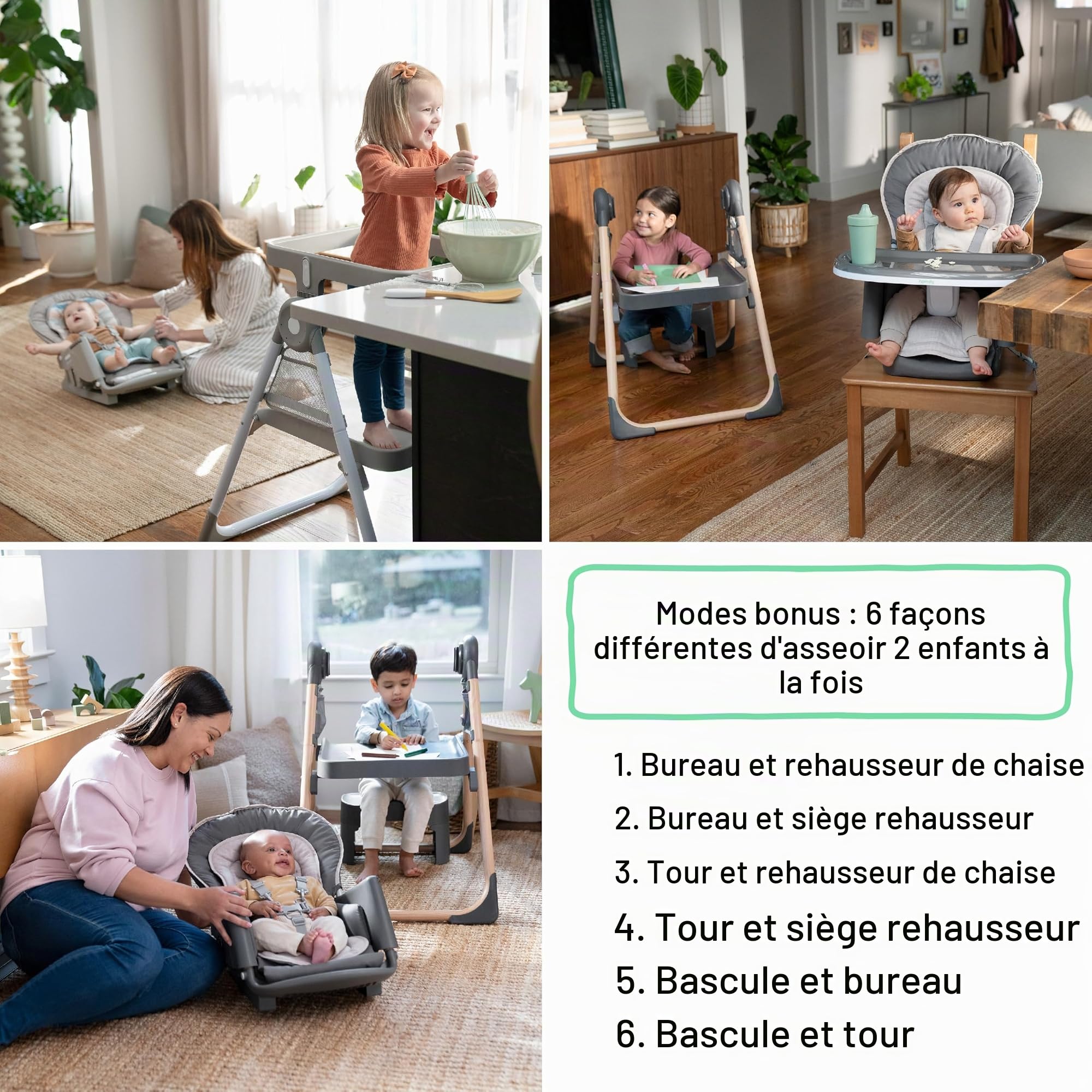 Ingenuity, Chaise Haute Pliable Proper Positioner Create Up! - Centre d'Activités Convertible et Tour d'Apprentissage, 9 Modes d'Utilisation, Poches de Rangement, Wesley, 0 Mois à 5 Ans