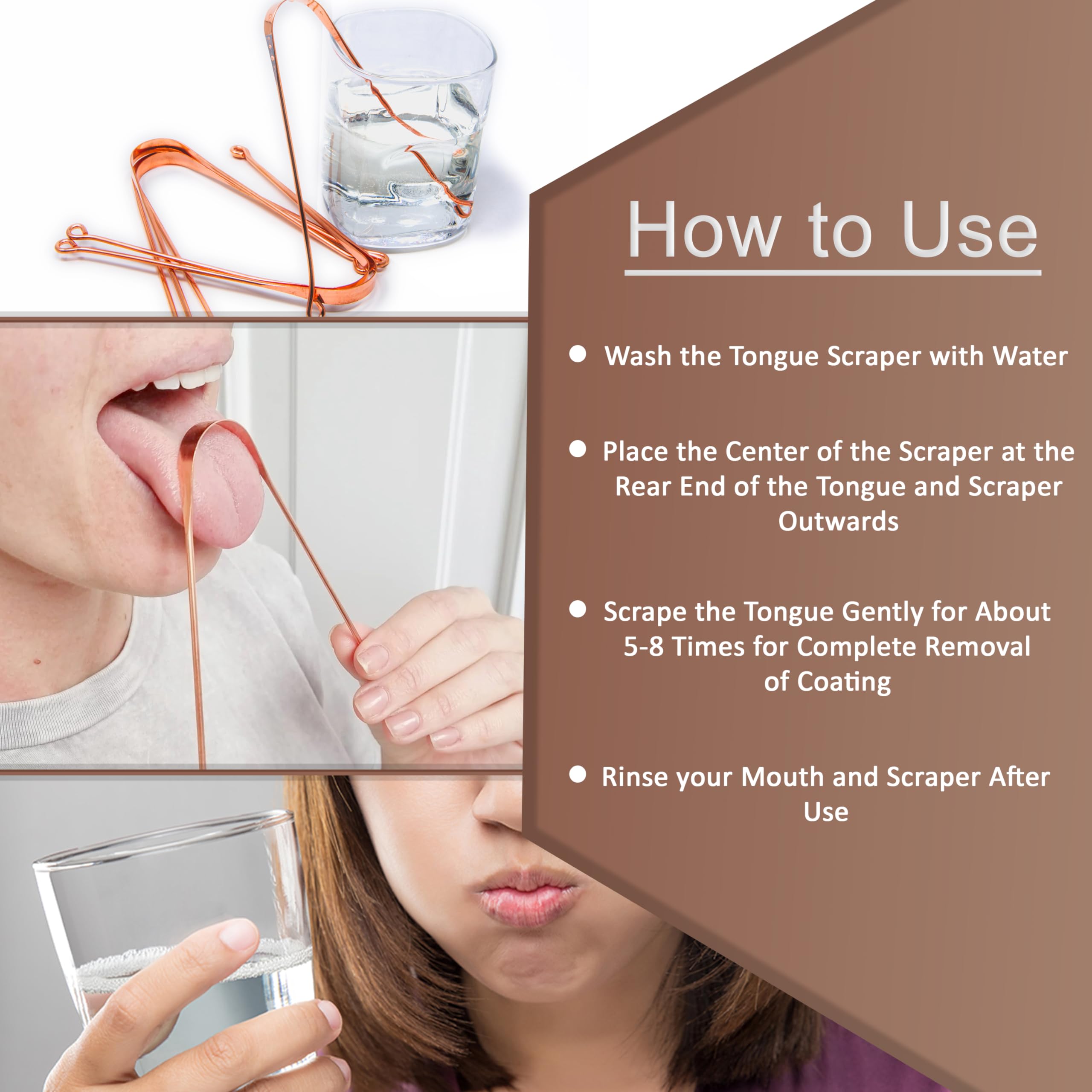 Wonder care -100% Copper Tongue Cleaner/Tongue Scraper Antimicrobial Ayurvedic tongue cleaner Tongue cleaner adults for Optimal Oral Hygiene 2