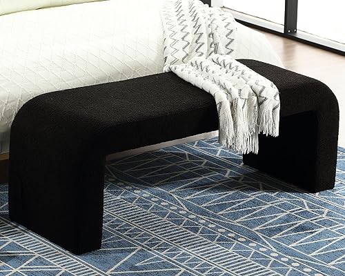 VESCASA Banco Sherpa de 49.5 pulgadas de ancho para pasillo, banco otomano tapizado para el extremo de la cama, para entrada, dormitorio, blanco, 1