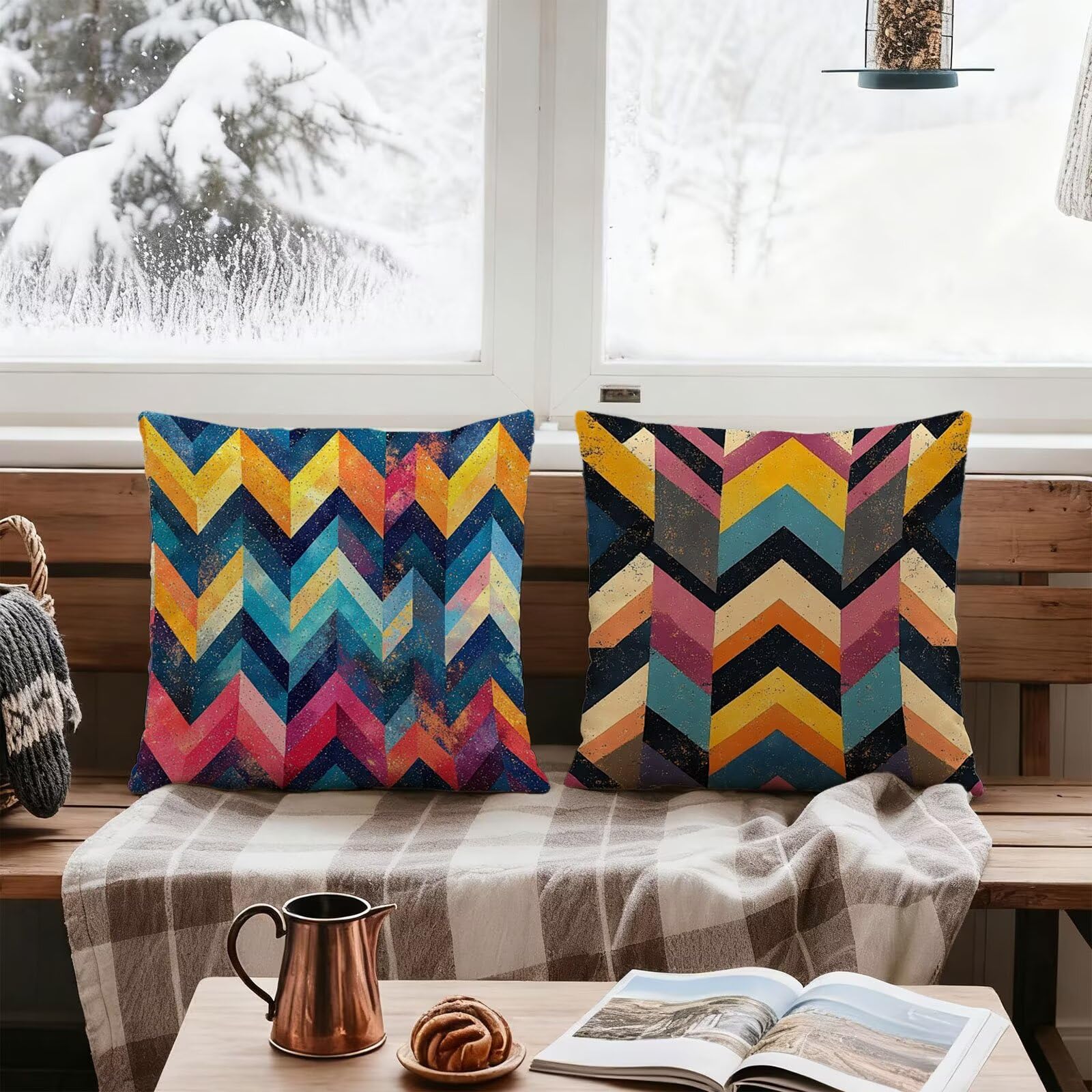 Vistoso Funda Cojin 65x65 GeometríA Funda Almohada 65x65 Cojines Sofa Súper Suave Fundas Cojines Decorativos Fundas Almohadas 4 Piezas Cervicales y Cuello, para Hogar Cama Salon Decoracion E - 811