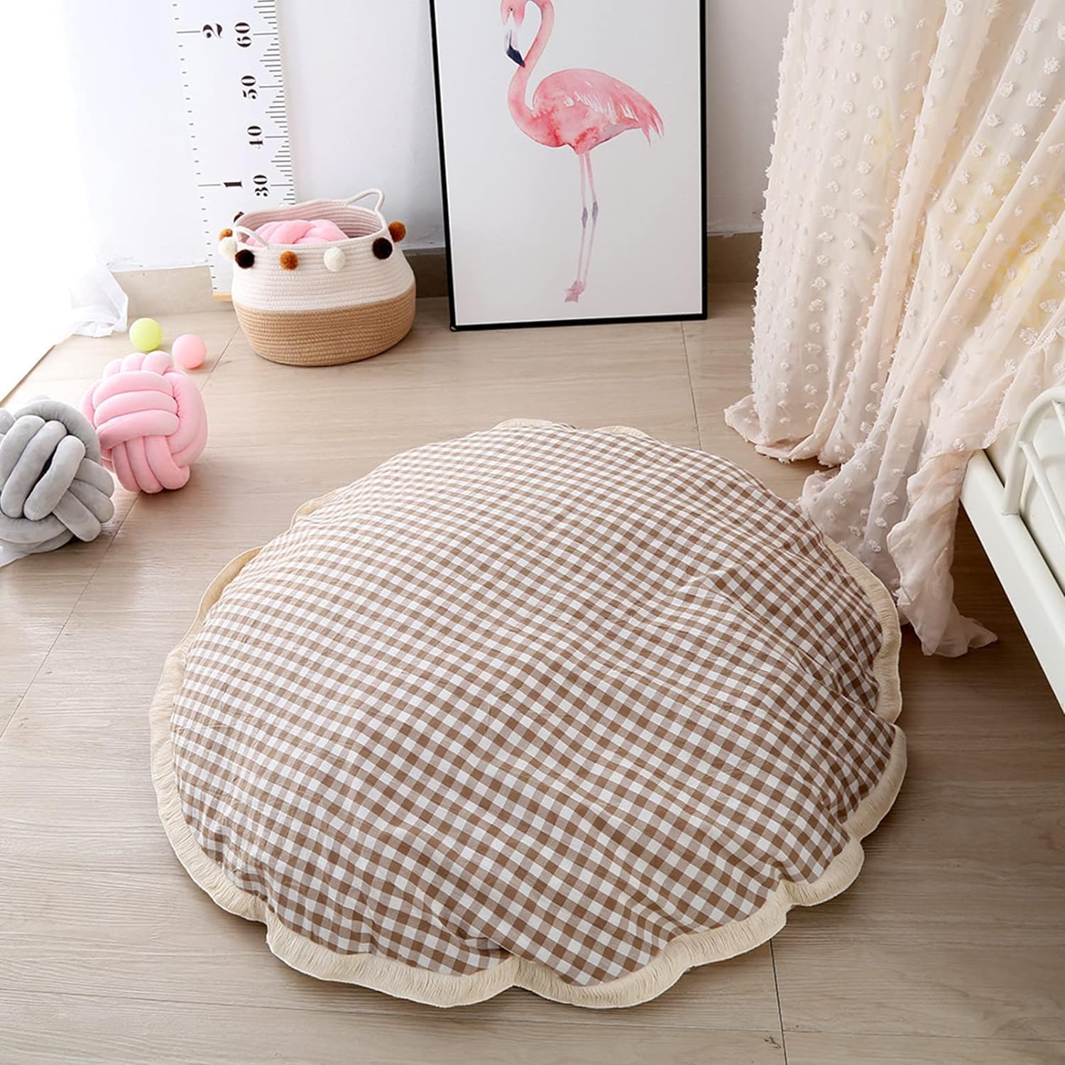 Baby Play Mat for Infant Toddler - Round Crawling Rug, Detachable Washable Area Floor Mat, Playmats Carpet for Activity, Kids Room Decorative, Brown