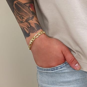 Amazon | Nuragold 10K リアルイエローゴールド フィガロリンク 8mm