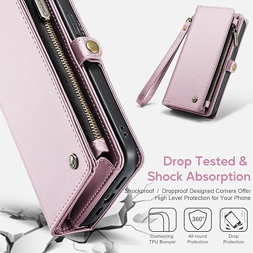 Miniatura 6 de ASAPDOS Funda compatible con iPhone 14 Pro Max, correa de piel sintética de gamuza retro y funda cruzada con cierre magnético, tarjetero y soporte