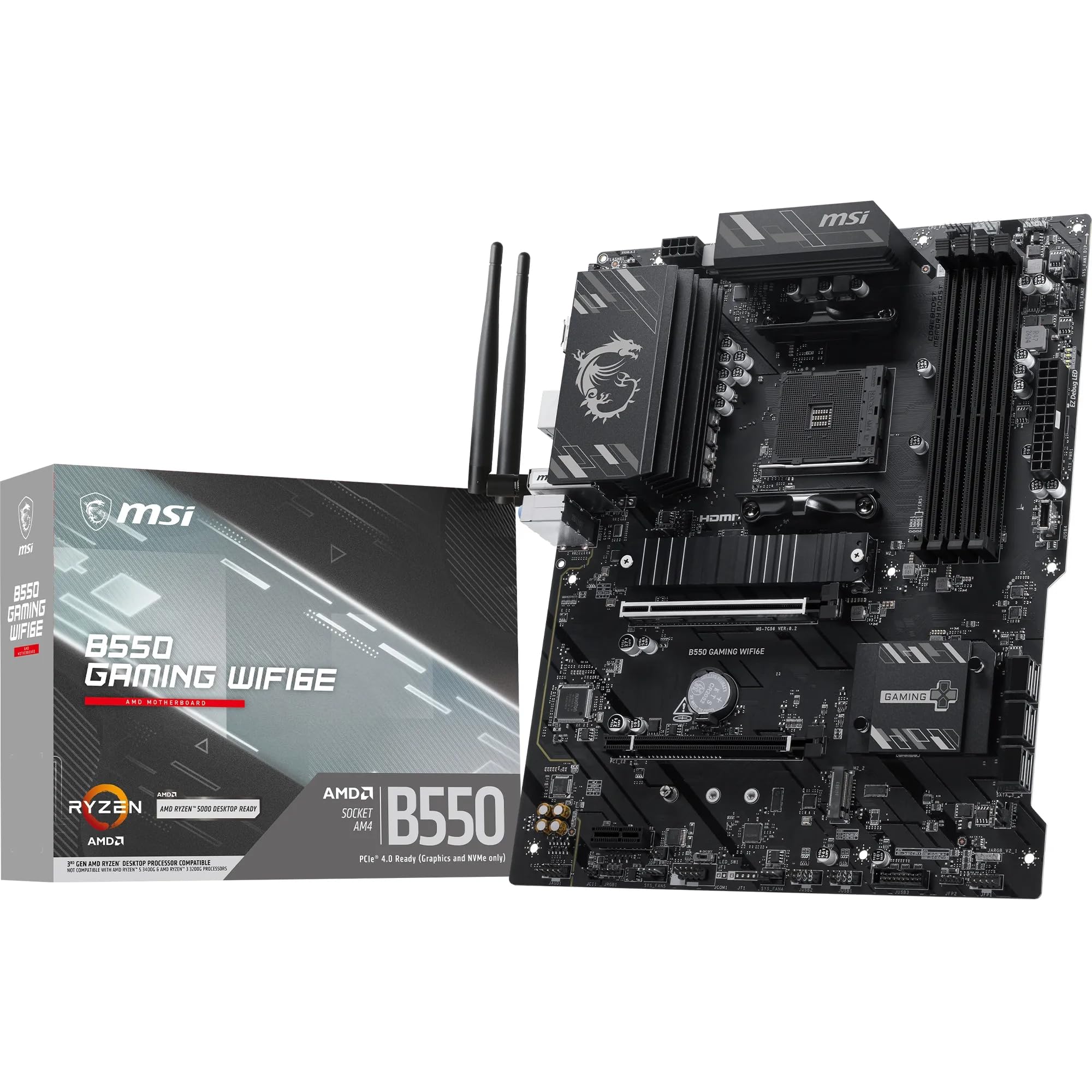 MSI Scheda madre B550 Gaming WIFI6E, ATX - Supporta processori AMD Ryzen serie 5000, serie 5000 G, 4000 serie G e 3000, AM4 - DDR4 Memory Boost 4800+MHz/OC, PCIe 4.0 x16, M.2 Gen4, 1G LAN