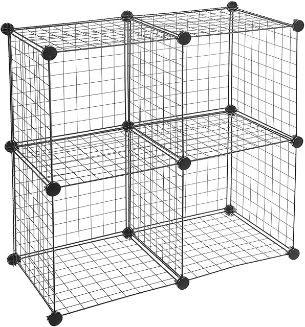 Amazon Basics 4 Cube Wire Storage Shelves - Black
