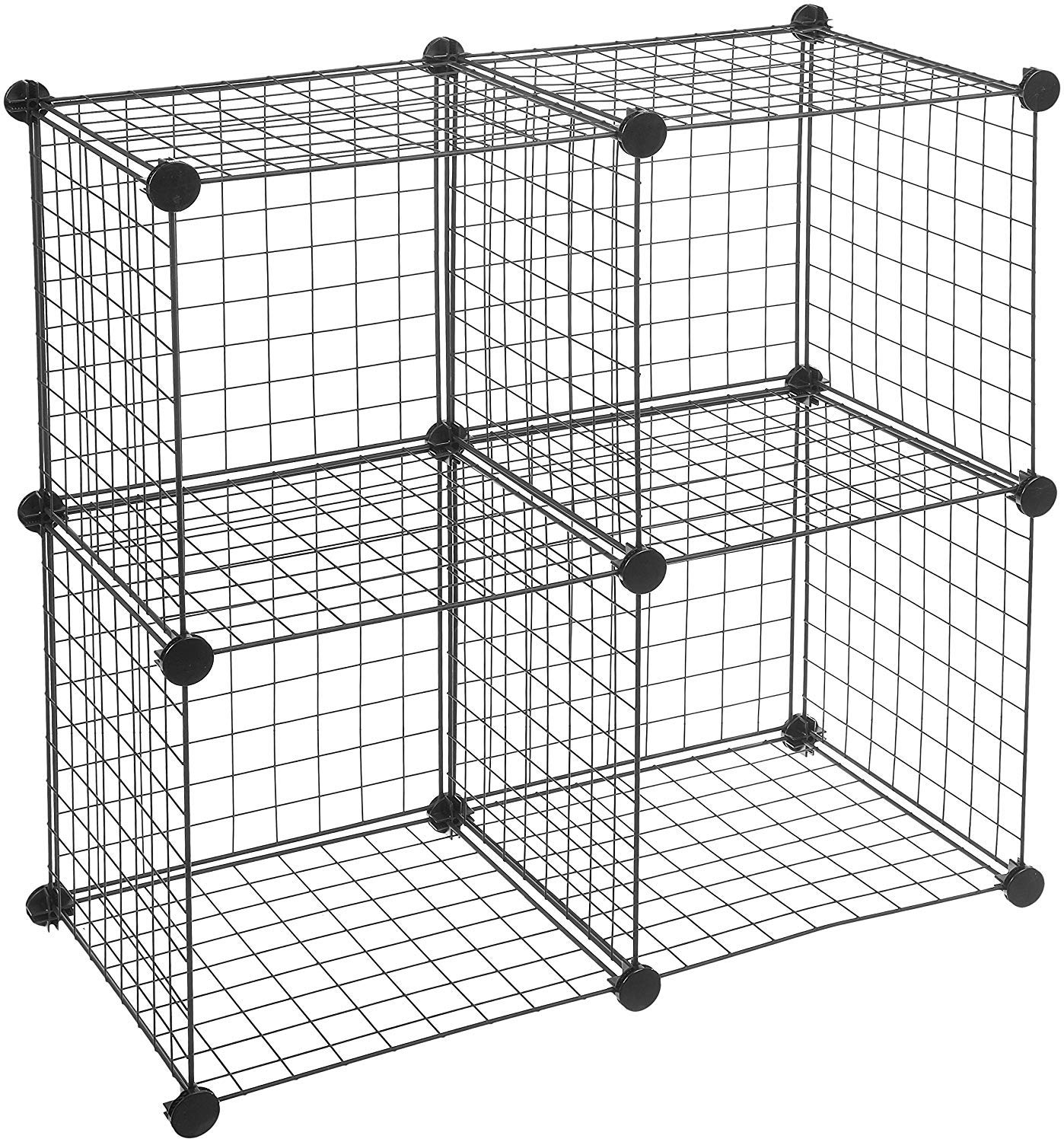 AmazonBasics Metallic Powder Coated 4 Cube Wire Storage Shelves (Black