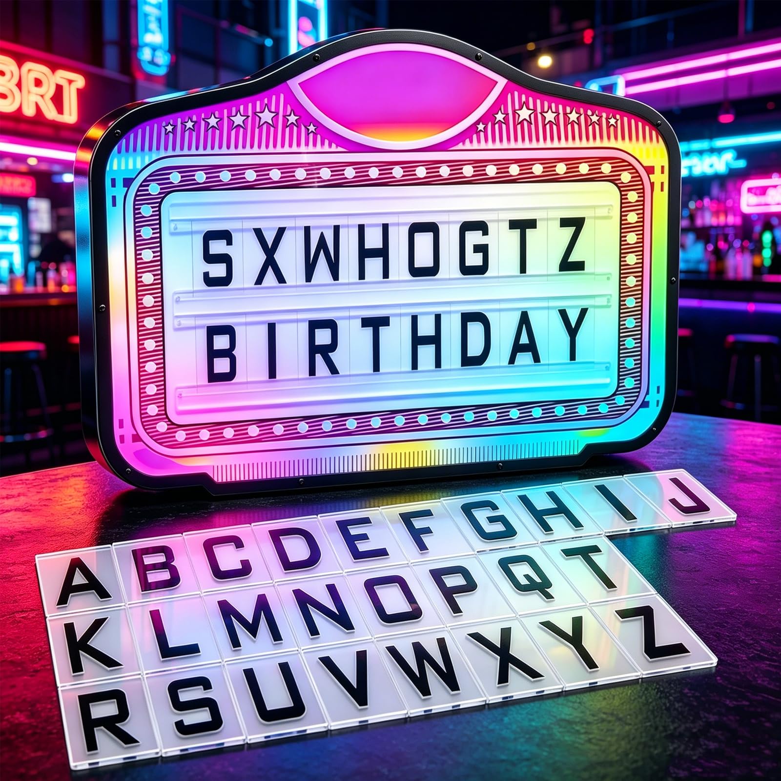 Vip Section Letter Sign - 2 Row, 23"×17", Handheld, Acrylic Marquee Sign for Bottle Service, Nightclub Club,Changeable 4 Set Letters and 1 Set Numbers