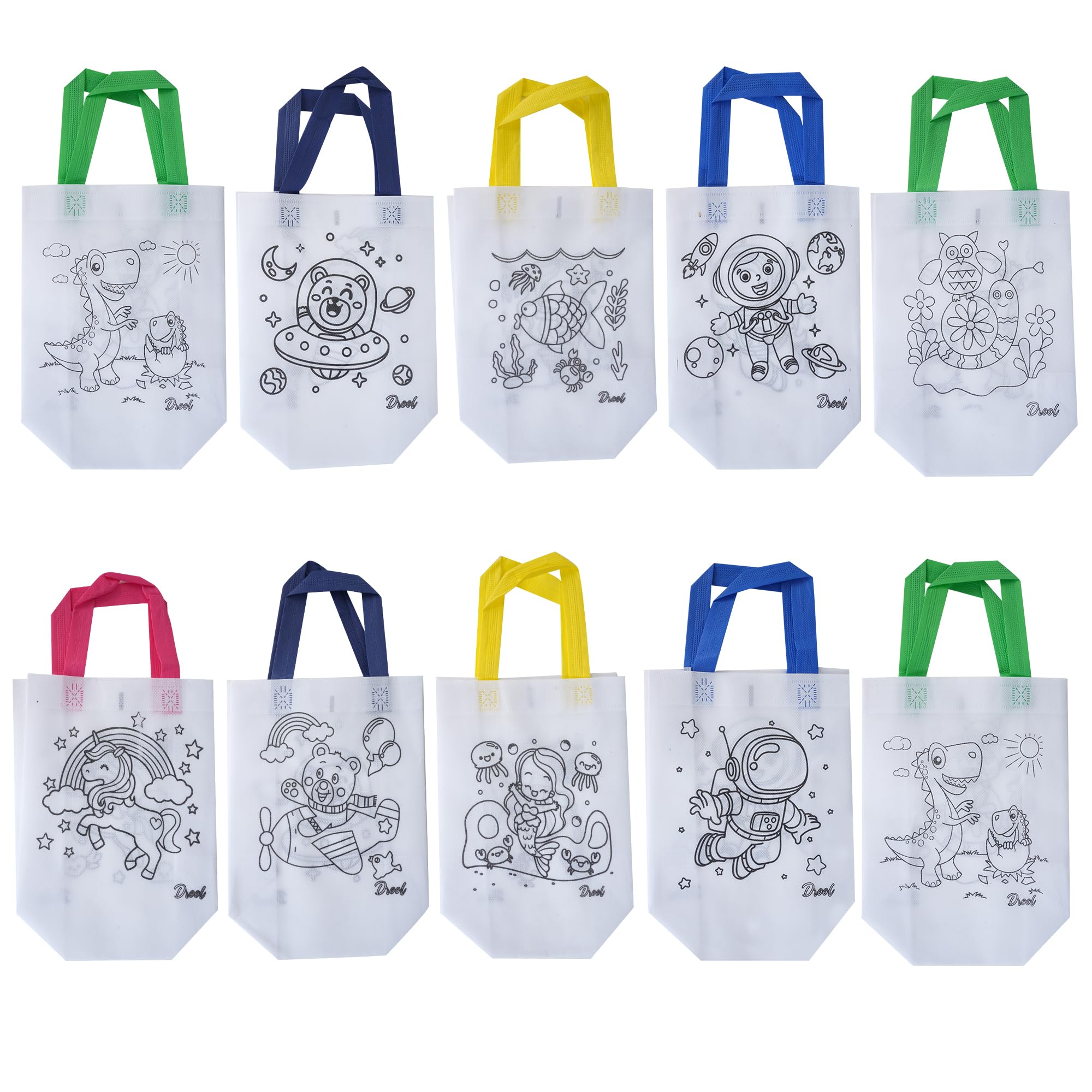 Kids DIY Birthday Return Gift Bag - Colouring Bags | Double Side Doodle Colouring Gift Bags | Multicolour Goody Bags for Kids Party | Art & Craft Painting Bag – Random Prints (6)