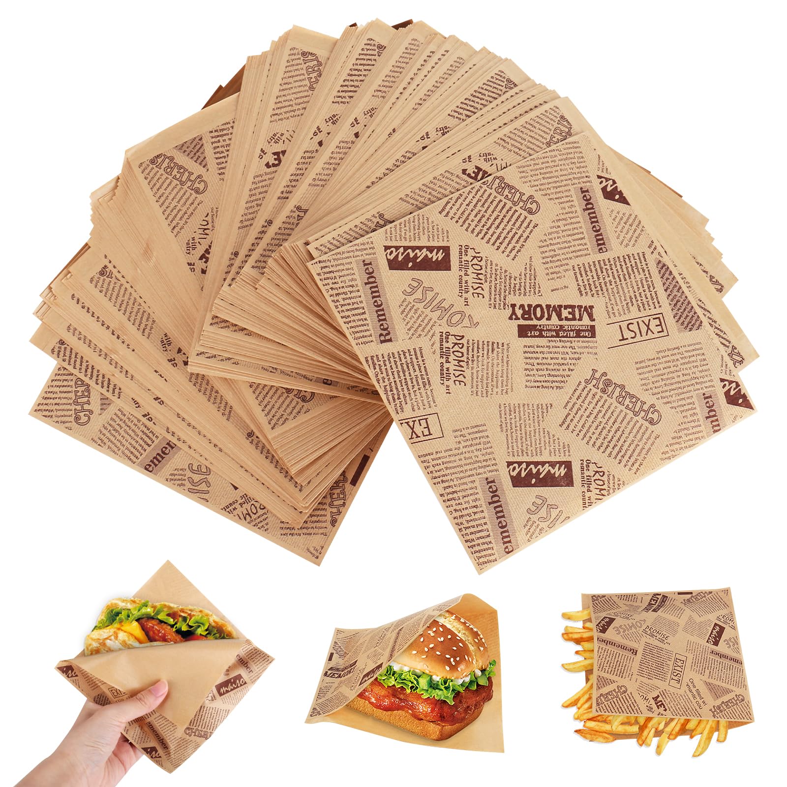 KATIMI Deli Papierblätter 200 Stück – 22x22 Cm, Fettdicht, Kariert, 2 Farben