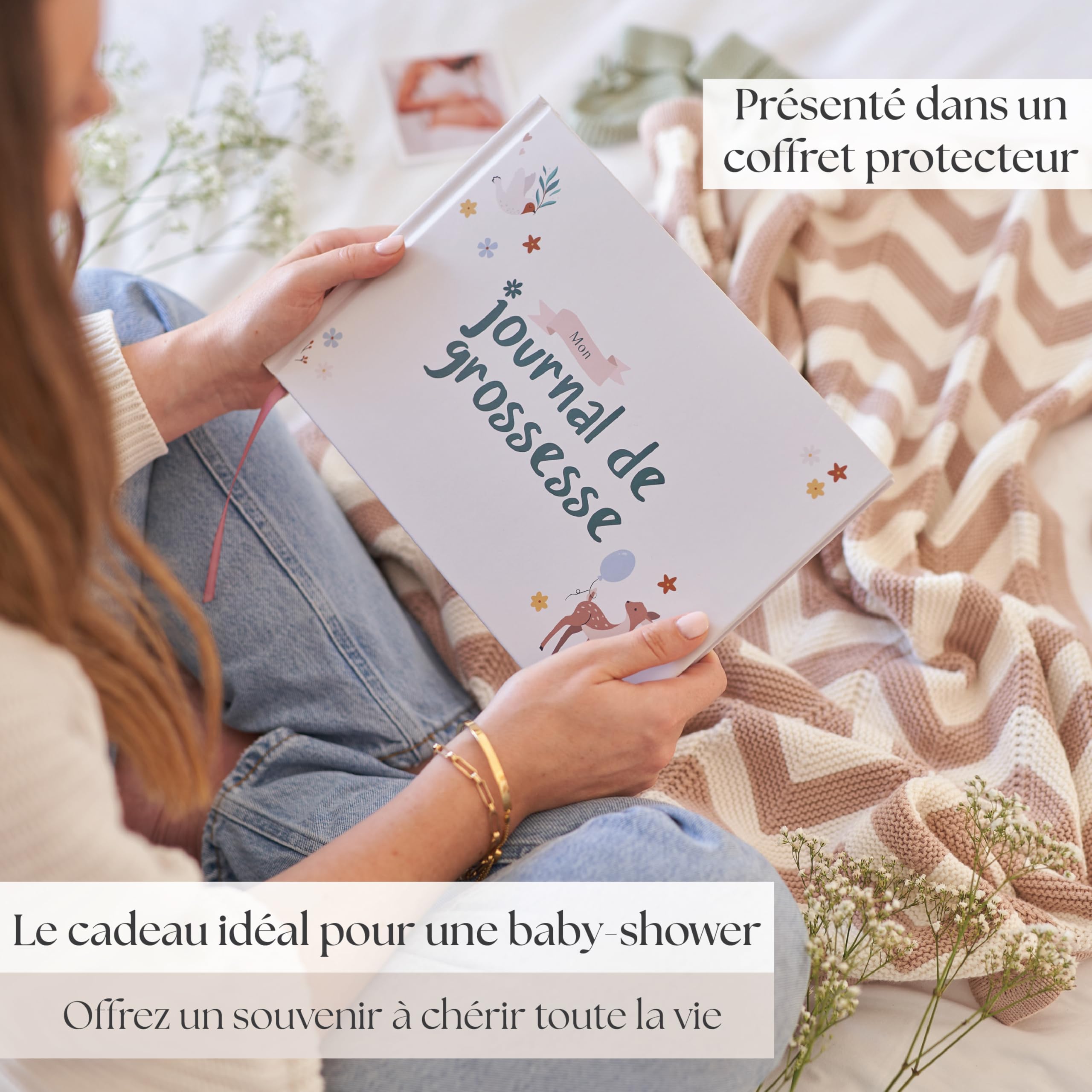 Journal de Grossesse à Offrir - Livre Grossesse de Luxe pour Futures Mamans – Carnet de Grossesse comprend Calendrier, Scrapbook, Check-list, Organisateur et Livre de Naissance Souvenirs (Animaux)