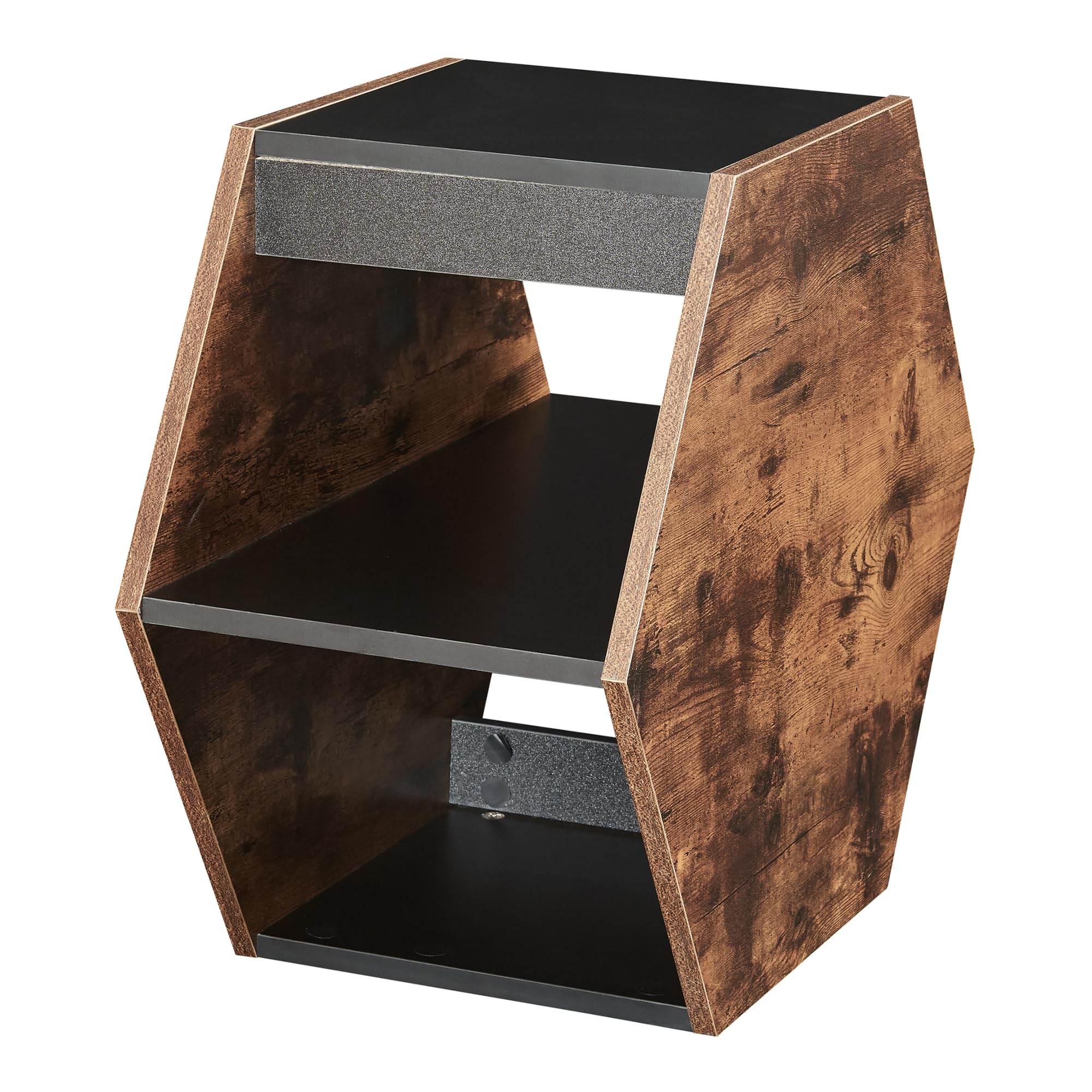 [en.casa] Set de 2 Mesas de Centro Molde Conjunto de Mesas Hexagonales de Posición Horizontal y Vertical con Compartimentos para Salón Oficina Aglomerado - Negro/Efecto Nogal