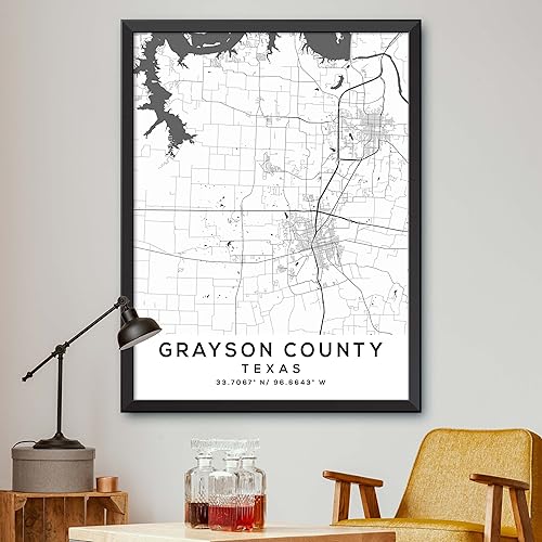 Mapa de Grayson County, Texas, Light 2 (16x20)