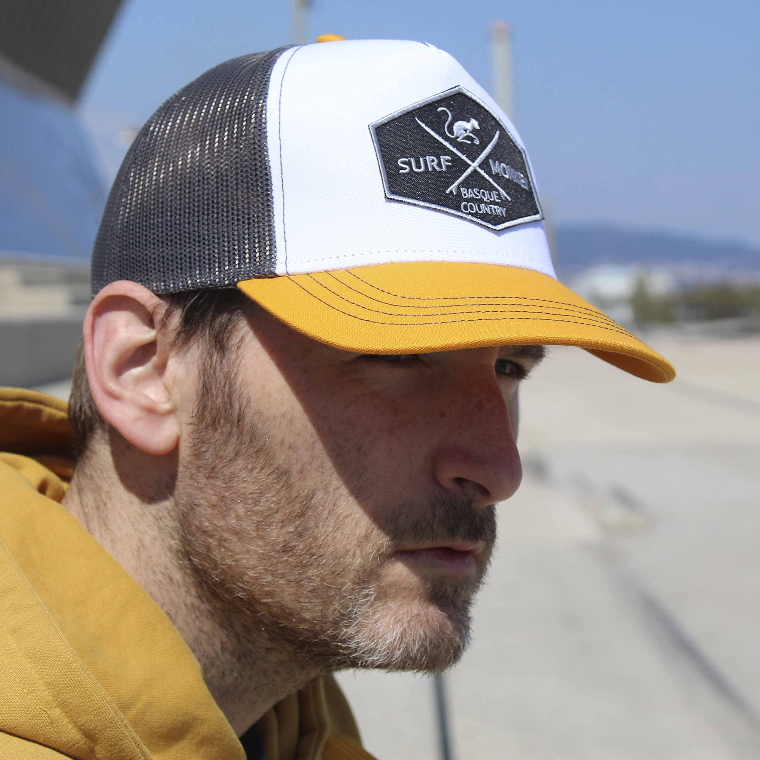Cappello Trucker Surf Monkey® - Berretto da Uomo/Donna - Design a 5 Pannelli - Taglia Unica - Cappuccio Strutturato con Profilo Medio, Blu