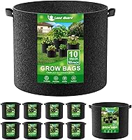 LandGuard 10-Pack 10 Gallon Fabric Grow Bags with Handles - Thickened Nonwoven Plant Pots for Superior Drainage & Healthy Roots, Black