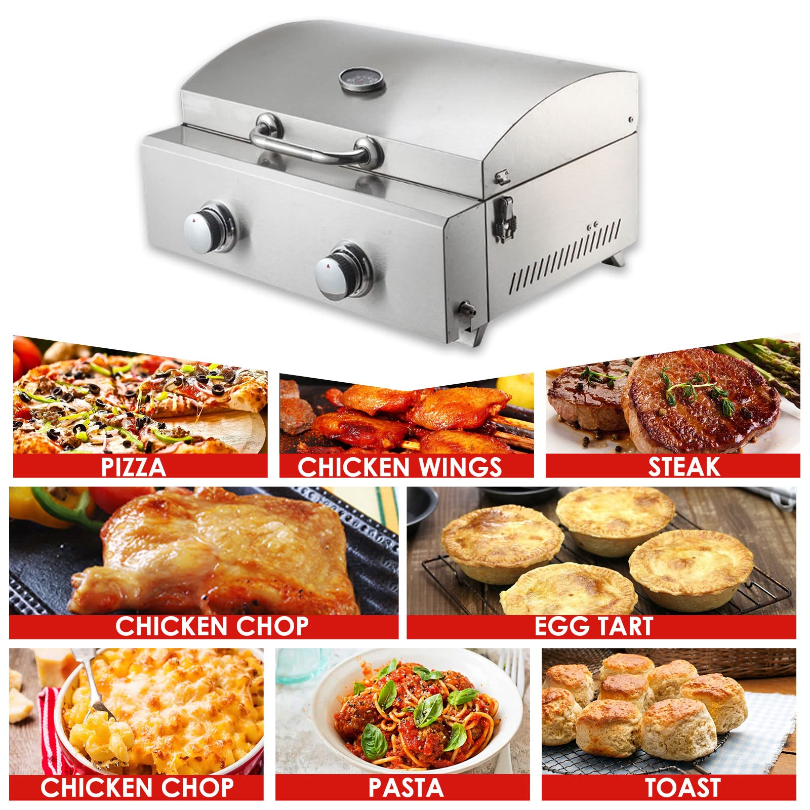 Horno de Pizza Portátil para Exteriores, Incluye Pala para Pizza de Calidad Profesional, Horno de Pellets para Pizza con Piedra para Pizza y Termómetro para Terraza al Aire Libre