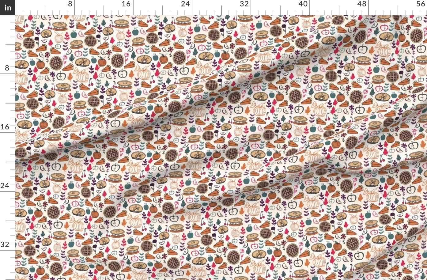 Spoonflower Fabric - Pies Thanksgiving Food Pie Pumpkin Dessert Pumpkins Printed on Organic Cotton Sateen Fabric by The Yard - Sewing Quilting Apparel Home Decor