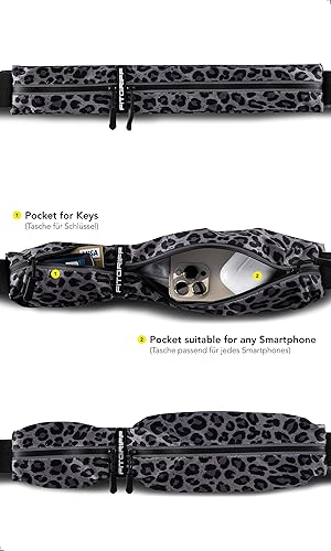 Miniatura 23 de Fitgriff® Cinturón de correr para hombres y mujeres, bolsa segura para correr, para teléfono, llaves y artículos esenciales, para todos los Verde