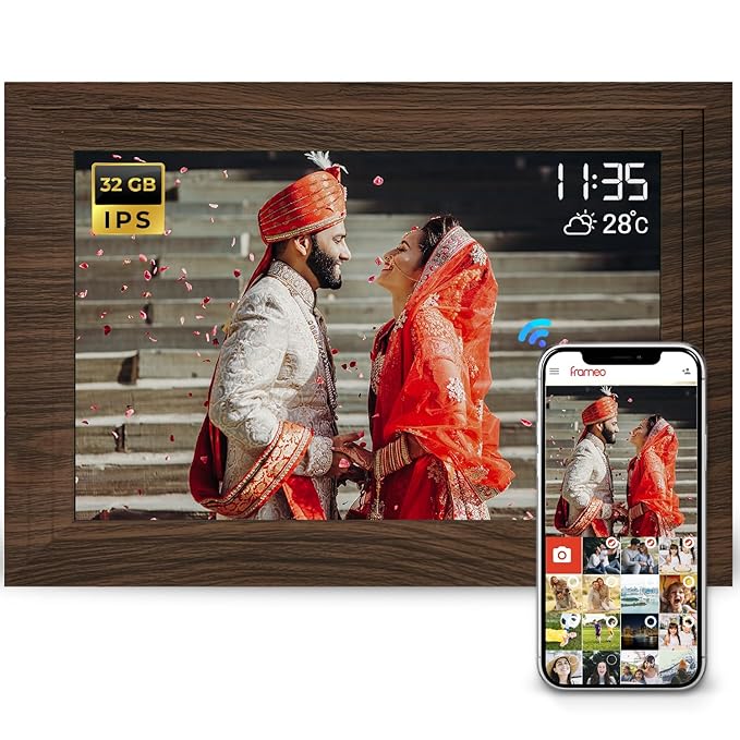 Lifelong 10.1 Inch (25.65 CM) Digital Photo Frame with Slideshow | 1280 x 800 |Video & Sound – IPS HD Auto-Rotate Touch Screen, Wi-Fi & 32GB Memory - Desktop/Wall Mounted - Share Files with Frameo App