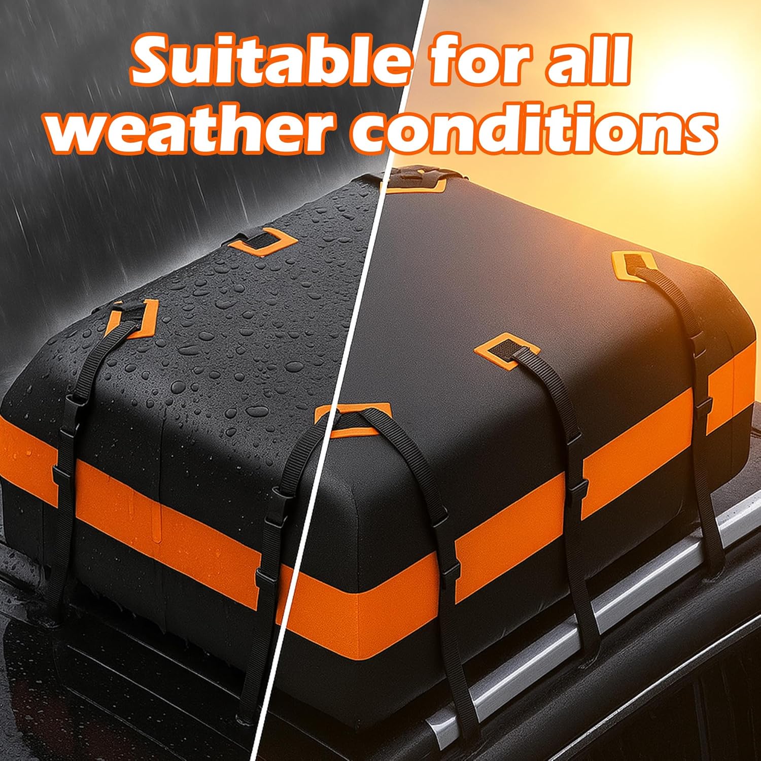 Rooftop Cargo Carrier, Car Top Carrier, Car Luggage Roof Storage Bag, Roof Storage for SUV, Waterproof Vehicle Soft-Shell Carriers,Long Straps, Anti-Slip Mat, Lock, PVC