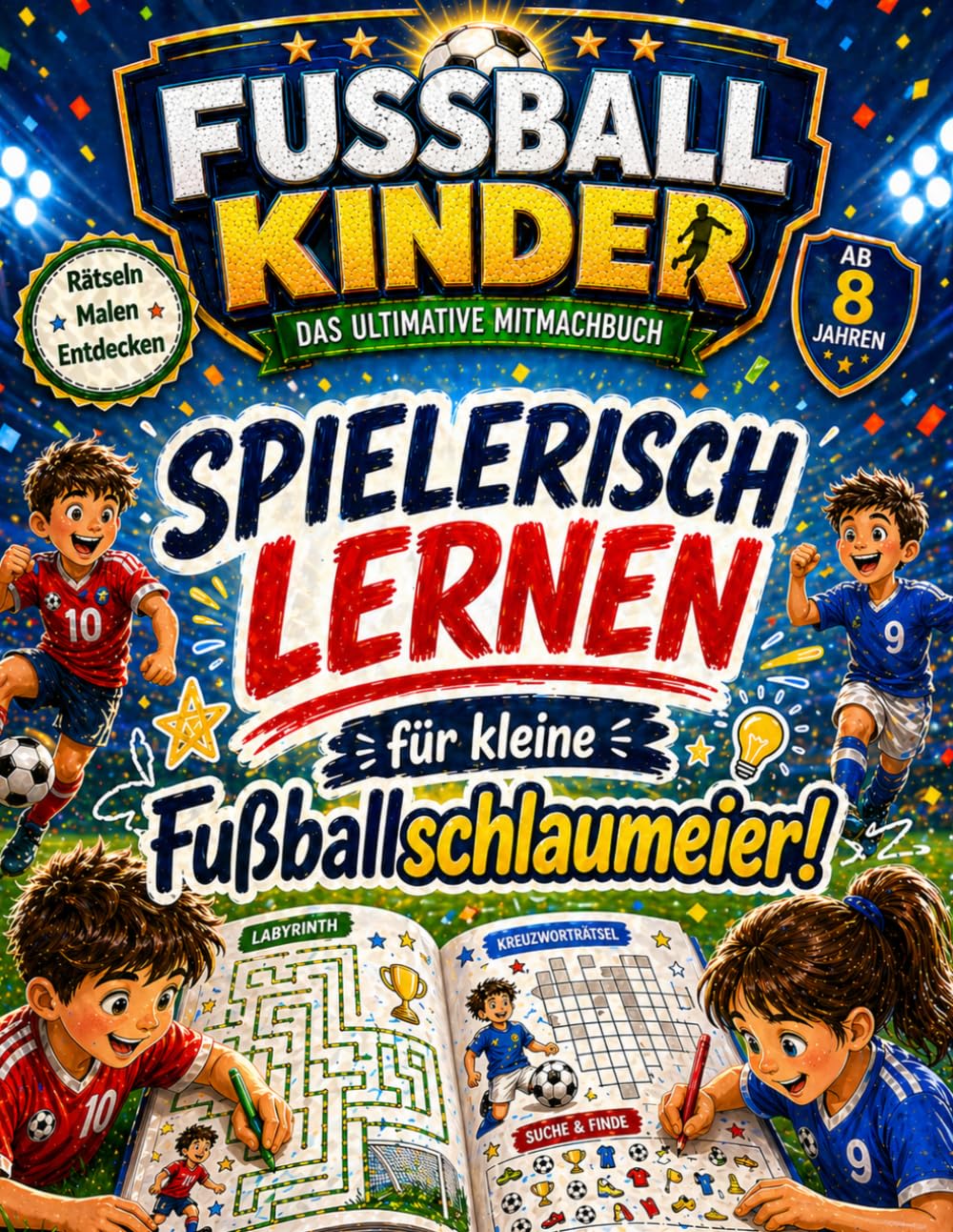 Fussballkinder - Das ultimative Mitmachbuch für Kinder ab 8 Jahren: Kreatives Lernen verbunden mit dem schönsten Hobby der Welt: Fussball