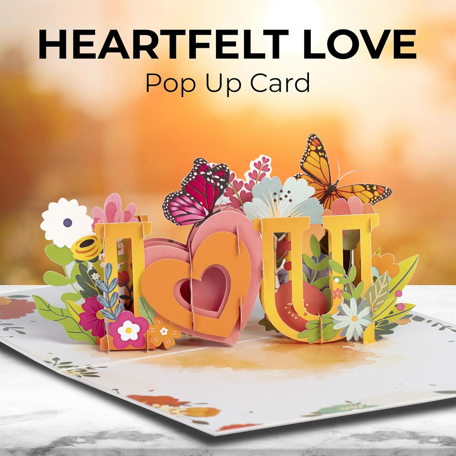 iGifts And Cards 3D I Love You Floral Butterfly Pop Up Card – Thinking of You Alternative to Flowers Gift – Romantic Anniversary Valentine’s Day Keepsake for Wife Girlfriend – 6 x 8 Inch - Image 5