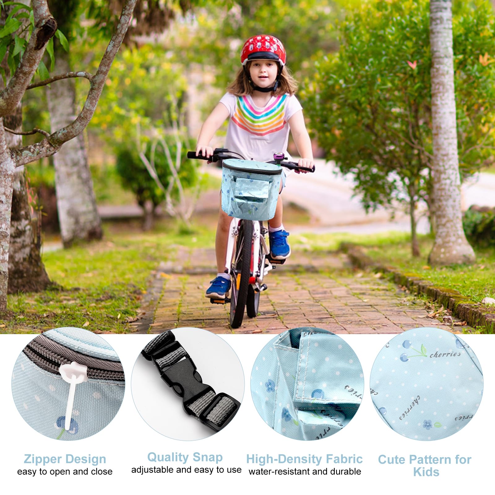 Borsa Da Manubrio Per Bicicletta Bambini, Cestino Anteriore Impermeabile Con Tasca, Strisce Riflettenti, Ideale Per Giocattoli E Snack, Design Colorato - 2