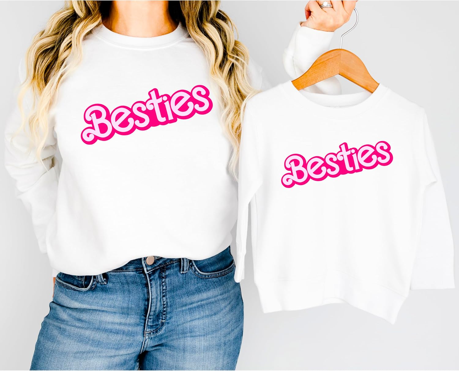 Olive Loves Apple Besties Sweatshirt for Girls Teens and Women Matching Girly Pink Best Friend Pullover