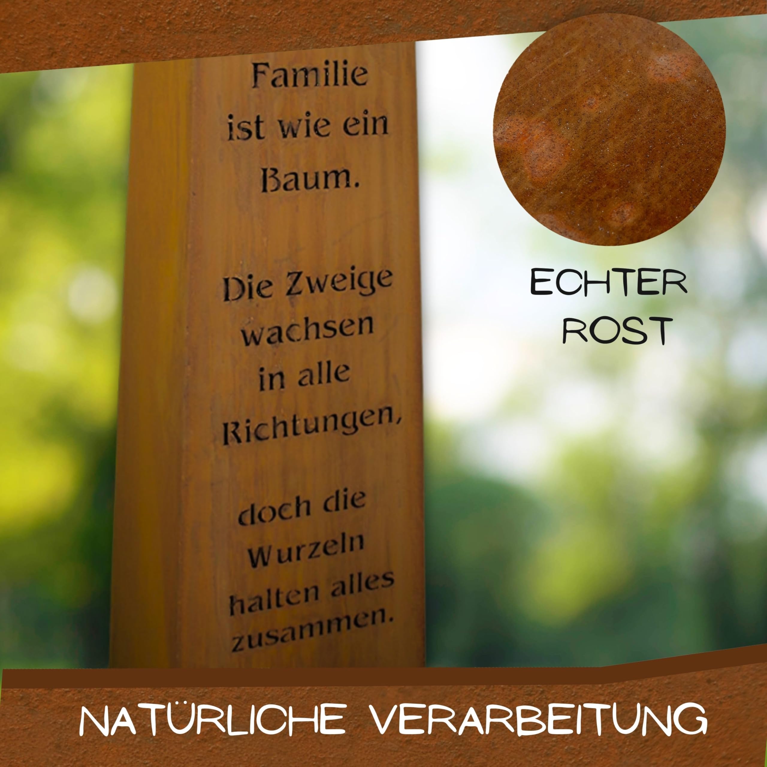 Rostikal Patina Columna con Familias Dicho y Cuenco Decorativo Decoración para Casa y Jardín Columna 1m - Cuenco 60cm Redondo, 60 cm rund