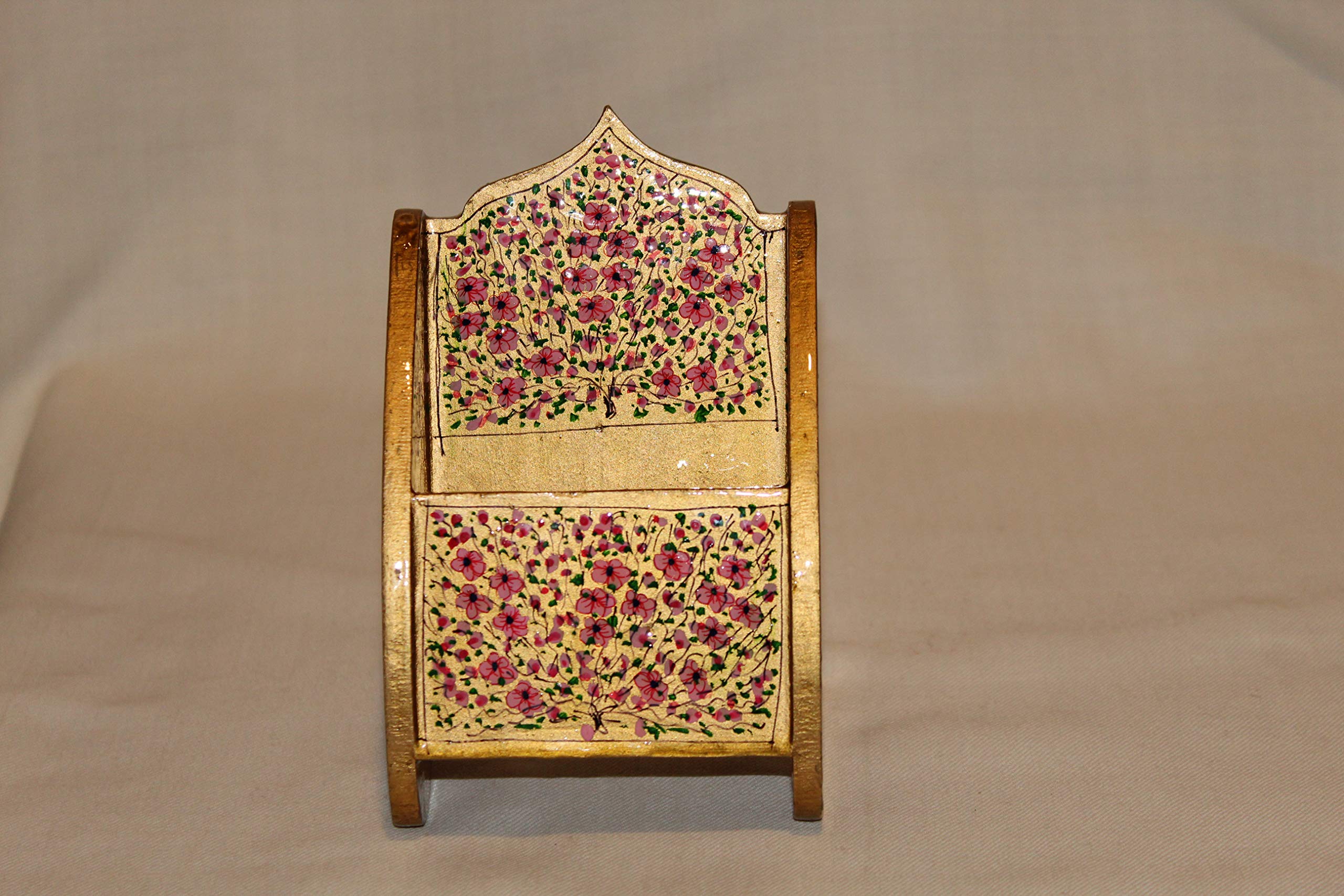 Rumikrafts Handmade Paper Mache Cellphone Stand for car, Office and Home Decor (Gold)