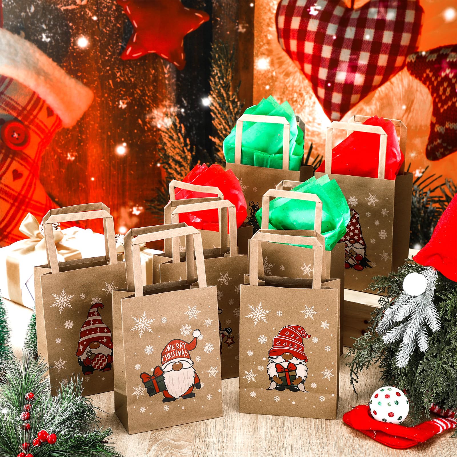 Kolldenn 36 bolsas de regalo de Navidad, bolsa de papel kraft con asas, reutilizable, bolsa de regalo de Navidad, bolsa de regalo de Navidad, bolsa de regalo de Navidad, bolsa de regalo de Navidad,
