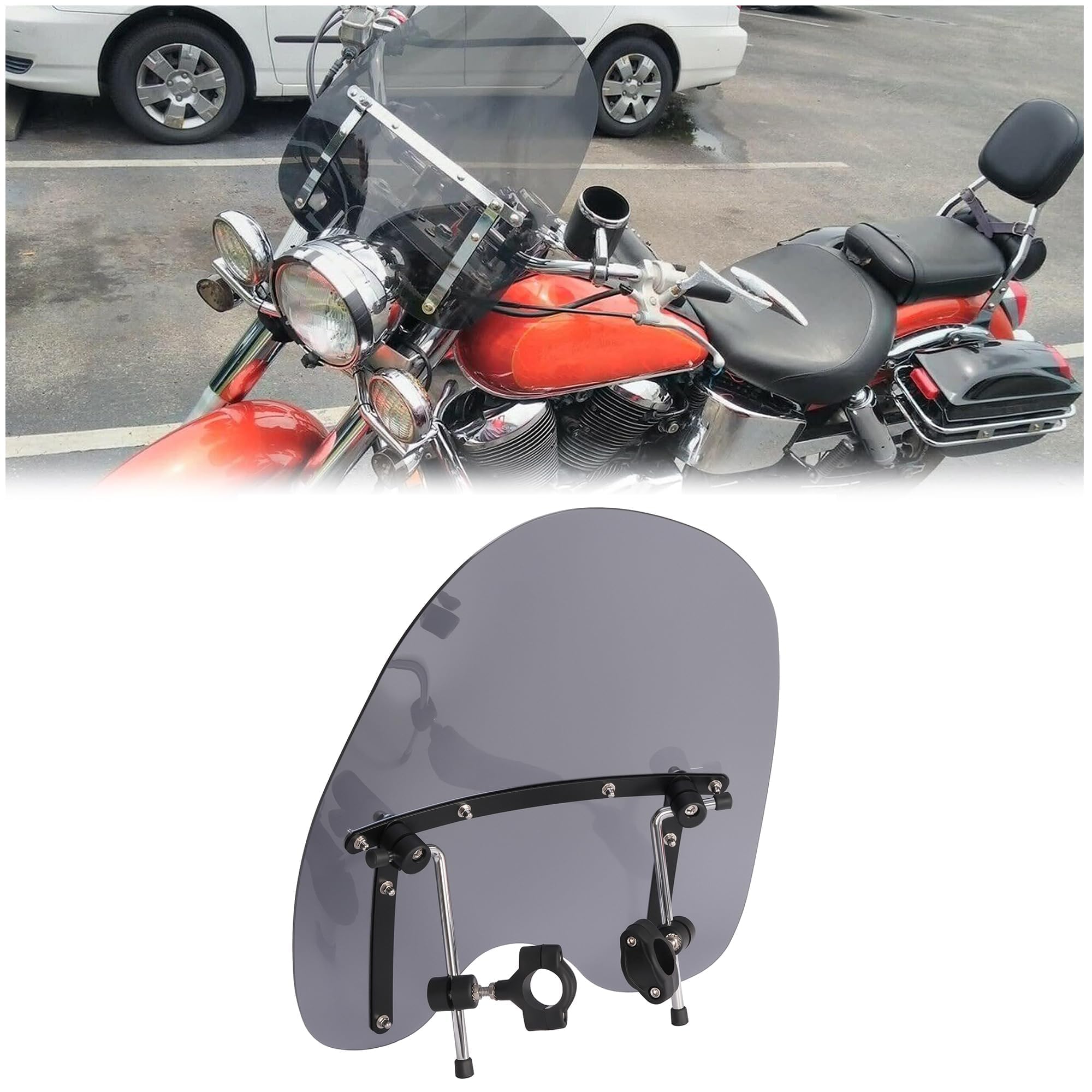 ECOTRIC Universal Tinted Windshield 19"x17" Compatible with Yamaha Honda