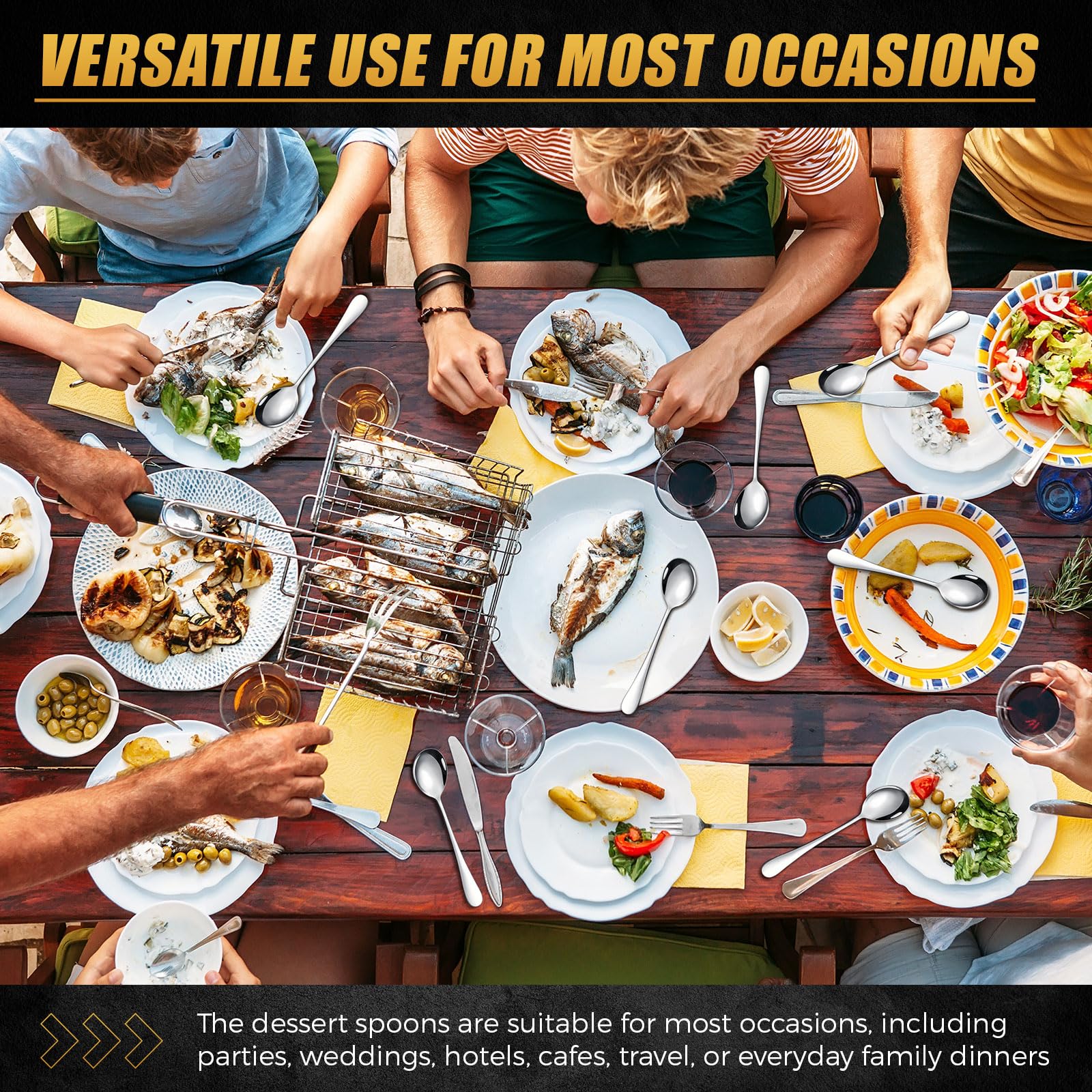 Nuogo Suppenlöffel-Set, Edelstahl, Besteck, Dessertlöffel, Großmetall, hochglanzpoliert, Esslöffel für Zuhause, Restaurant, Küche, spülmaschinenfest, 100-teilig