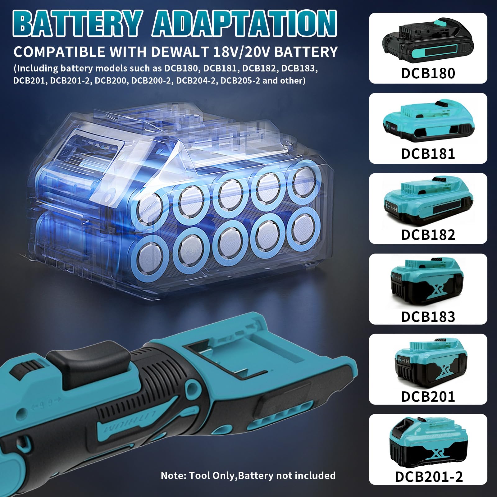 Akumulatorowa grzechotka do Makita 18 V akumulator – klucz zapadkowy 3/8", 60 Nm 400 obr./min, elektryczna grzechotka z 8 kluczami nasadowymi, adapterem 1/4" i drążkiem przedłużającym 3" (bez baterii)