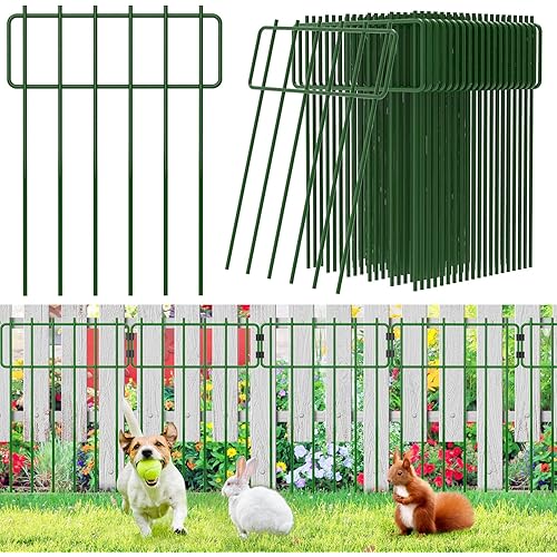 20 Pack Animal Barrier Fence,No Dig Garden Decorative Fence Rustproof Metal Wire Panel Border for Dog Defense Animal Barrier Rabbit Fencing Flower Edging for Yard Landscape Patio Outdoor 20.2ftx17in