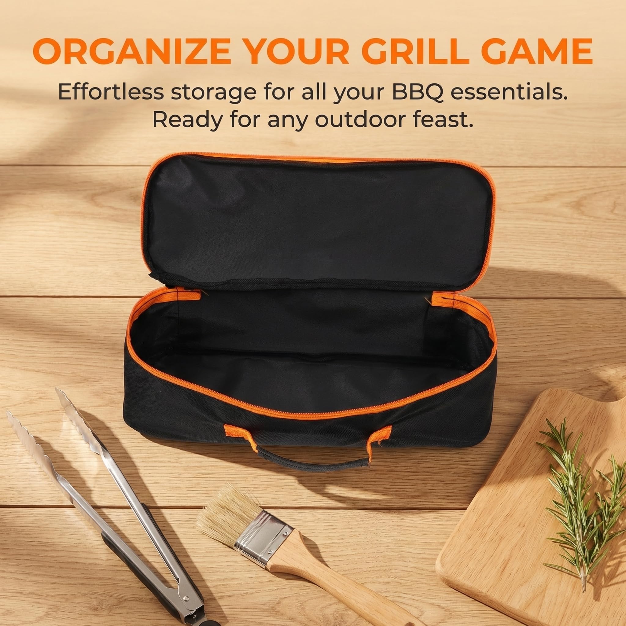 TOYANDONA Bolsa de almacenamiento de herramientas para parrilla al aire libre, soporte para herramientas de barbacoa, organizador portátil de tela Oxford para utensilios de parrilla, accesorio ligero