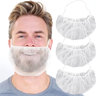 Disposable Beard Net Covers with Elastic Bands, Beard Covers Protector Comfortable Beard Masks, Beard Net
