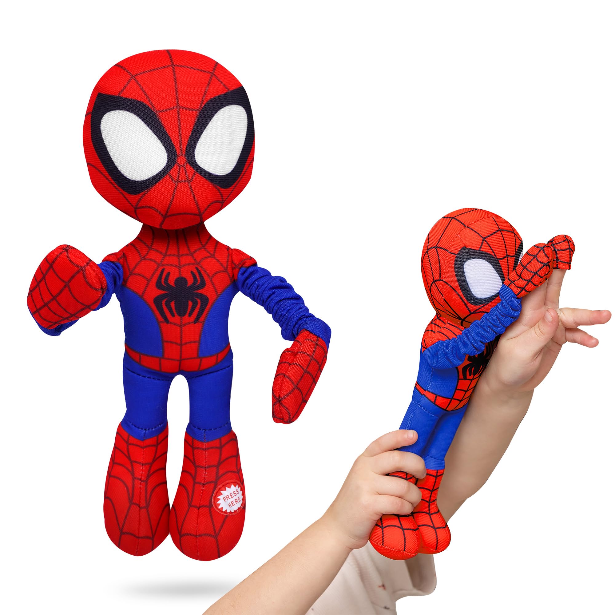 Marvel Spidey and His Amazing Friends – Slingshot Plush Spider-Man Toy with Sound– Stretchable Arms for Launch Action – Soft & Durable Superhero Plush for Kids Toys for Boys & Girls