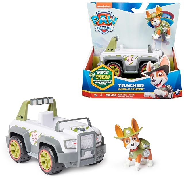 Patrulla Canina - Coche Jungle Cruiser Y Figura Tracker: Coche Todoterreno de Juguete con Figura Tracker