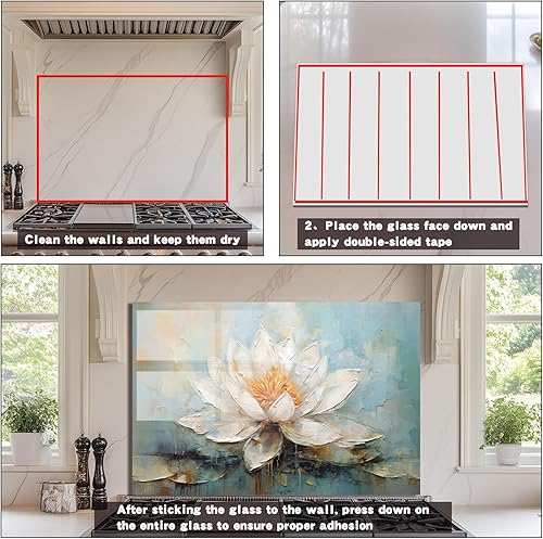 Miniatura 7 de Protector contra salpicaduras de vidrio templado para cocina, estufa de flores, protector contra salpicaduras de vidrio, utilizado para protección y